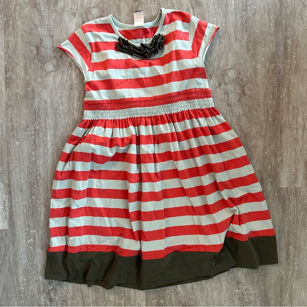 Matilda Jane Striped Kids Dress in Red and Light Blue Sz 10